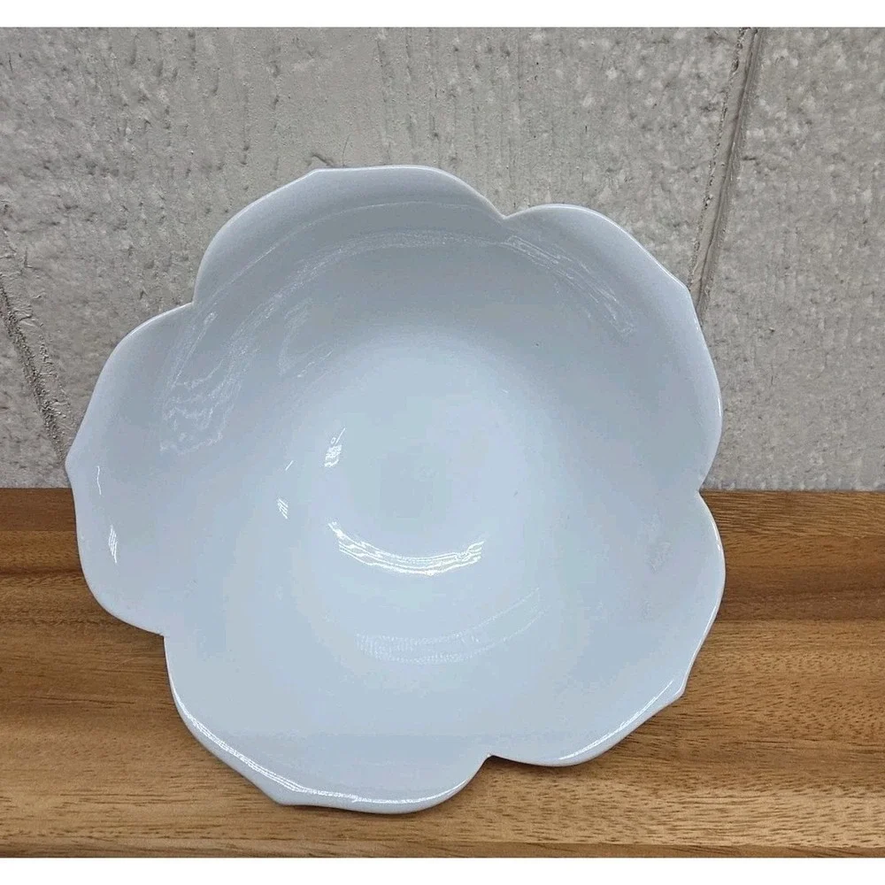 Vintage Chinese White Glazed Porcelain Lotus Petals Fruits Bowl Ceramic